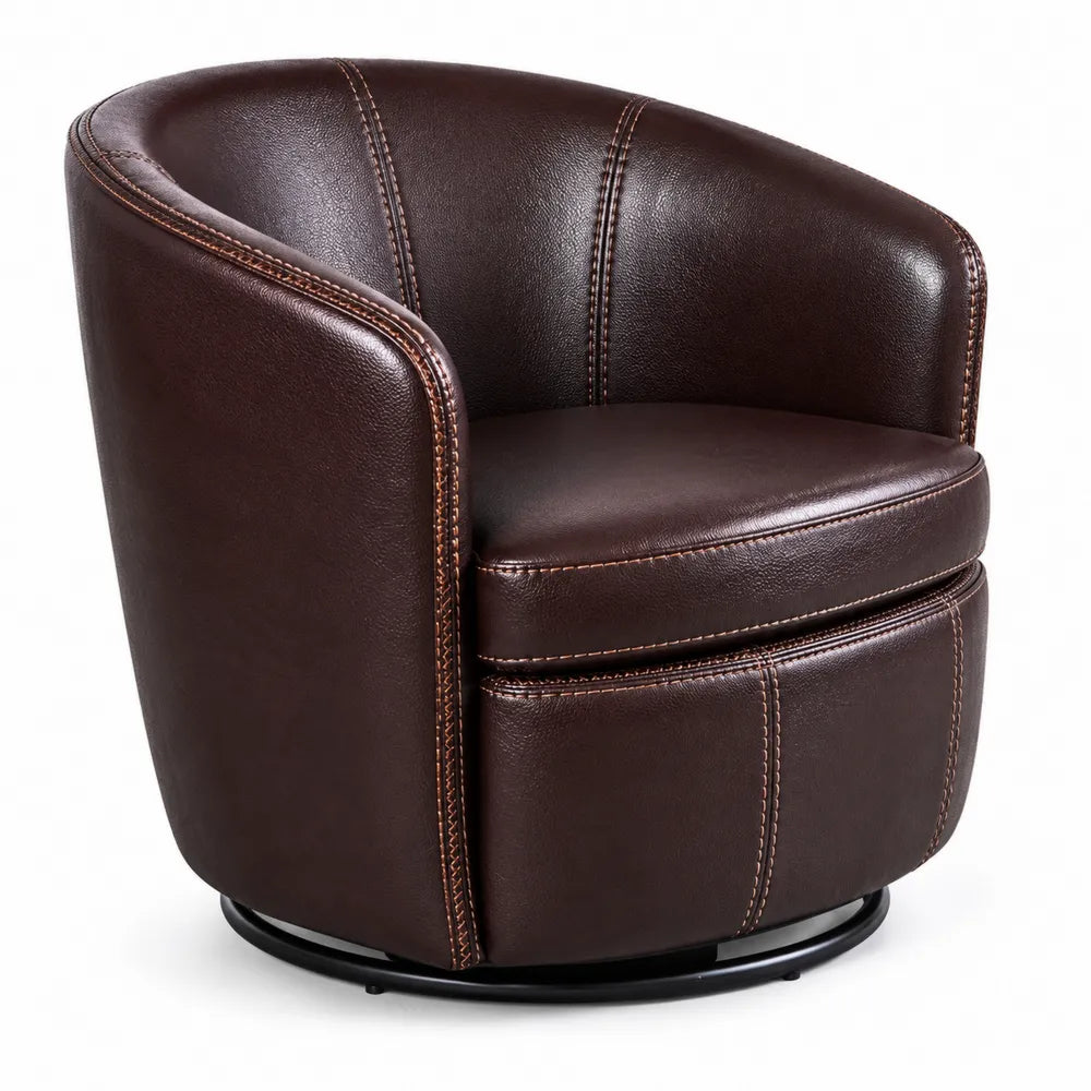 Drehbarer Braun Leder Clubsessel