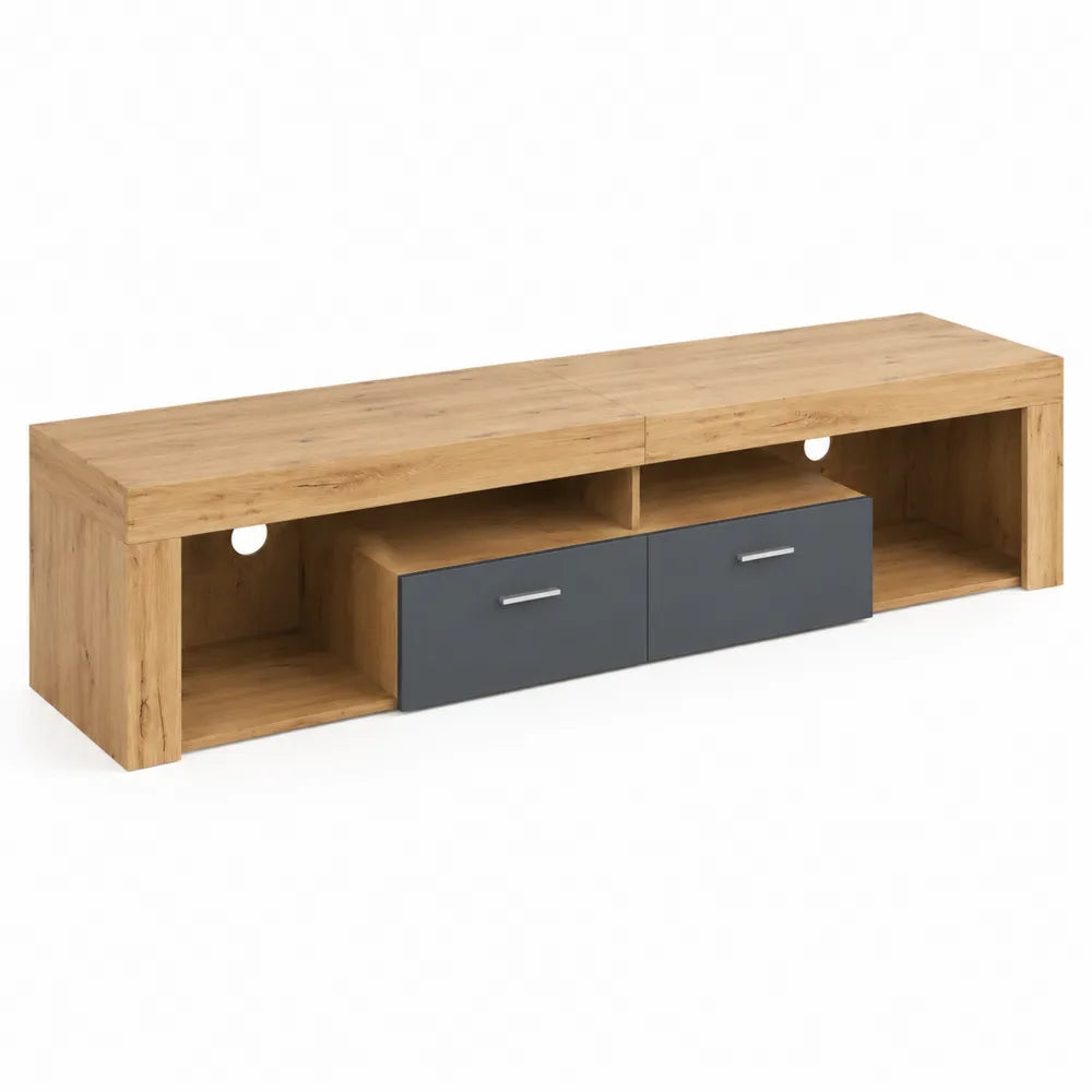 TV-Schrank Holzoptik mit Schubladen Grau 180x40x35cm