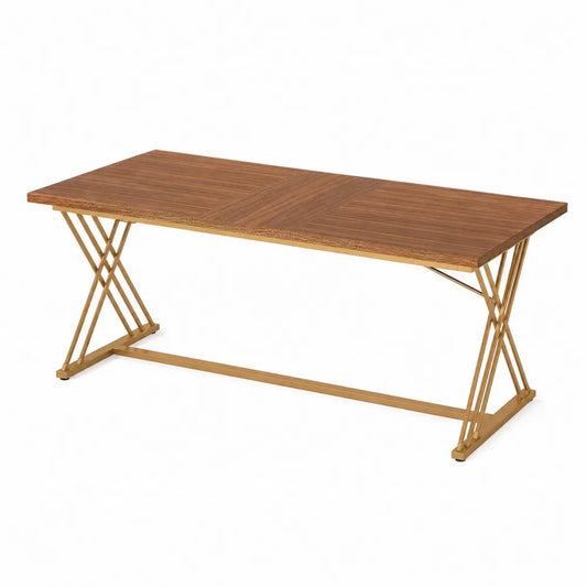 Rechteckiger Tisch MDF Walnussfurnier Stahlgestell 150x75x78cm
